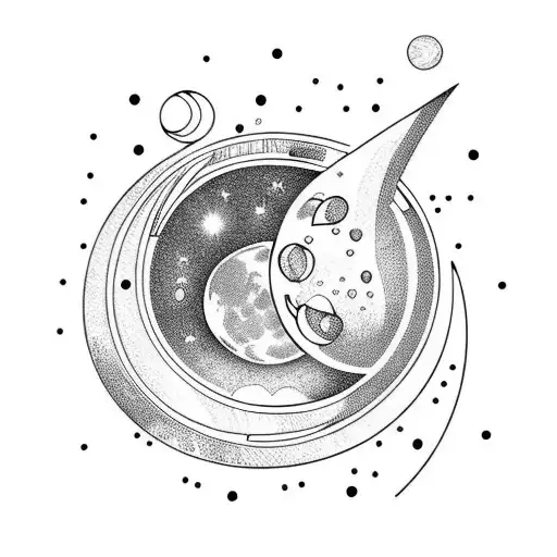 moon with wine glass tattoo design idea