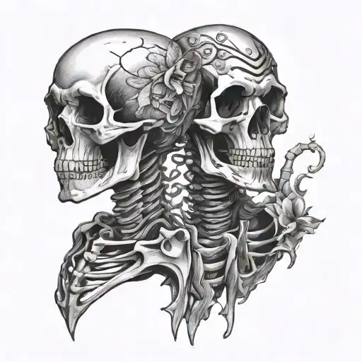 man and woman skeleton lovers tattoo design idea