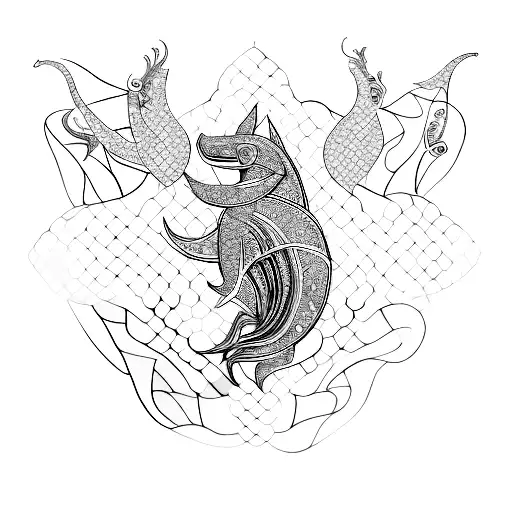 A unique minimalist tattoo design showcasing a luxurious golden shark, embodying the idea of opulence and power. tattoo design idea