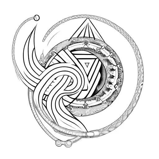 A minimalist tattoo design featuring a stethoscope forming the shape of a crescent moon, representing the harmony between medicine and the night sky. tattoo design idea