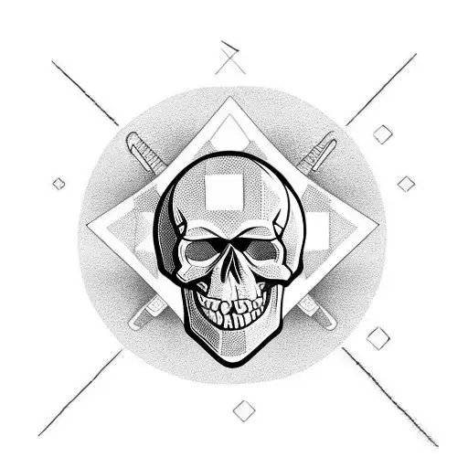 motorbike skull dice and chess tattoo design idea