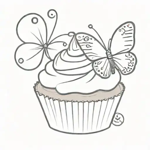 cupcake with semi colon butterfly tattoo design idea