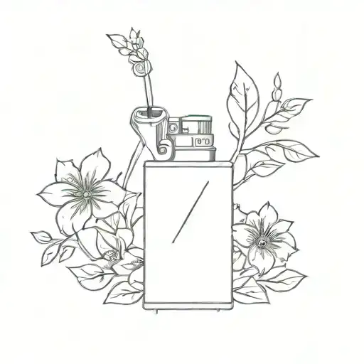 lighter and flowers   tattoo design idea