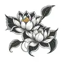lotus flower with koi fish swimming around it simple outline  tattoo design idea