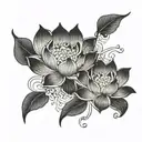 lotus flower with koi fish swimming around it simple outline  tattoo design idea