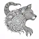 A fusion of Maori patterns and animal paw prints in a dotwork style tattoo tattoo design idea