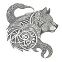 A fusion of Maori patterns and animal paw prints in a dotwork style tattoo tattoo design idea