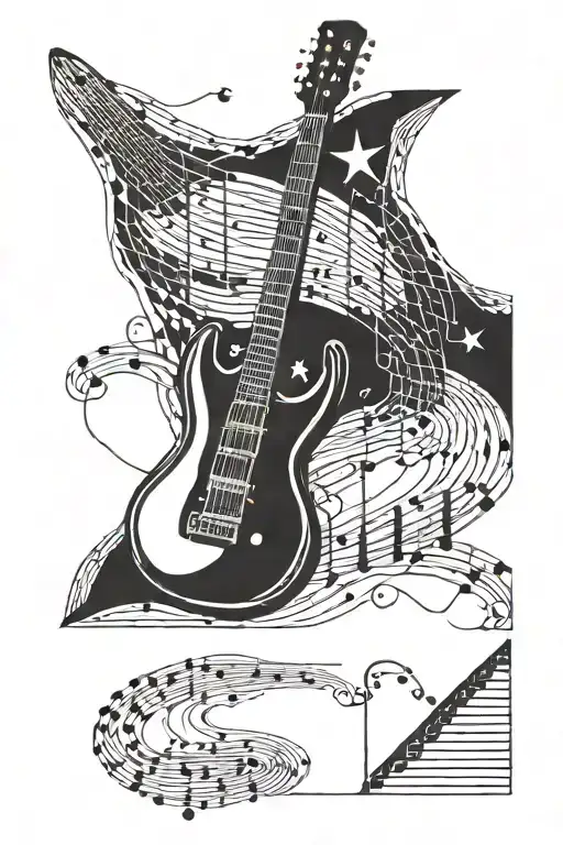 Guitar Fret bored turning into DNA double helix tattoo design idea