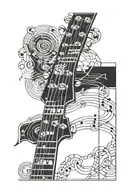 Guitar Fret bored turning into DNA double helix tattoo design idea