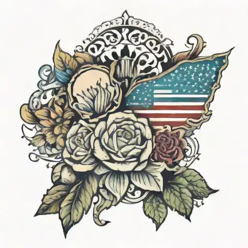 united state and argentina mixed together tattoo design idea