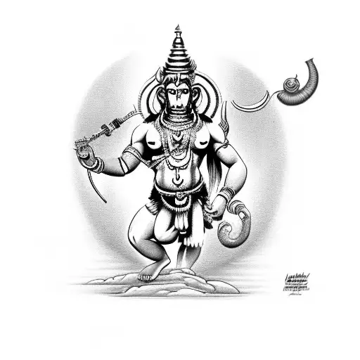 Hanuman with mahadev tattoo design idea