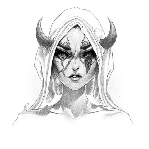 devil girl withnurse outfit tattoo design idea