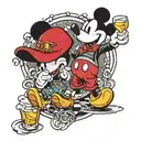 mickey mouse drinking alcohol  tattoo design idea