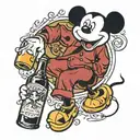 mickey mouse drinking alcohol  tattoo design idea