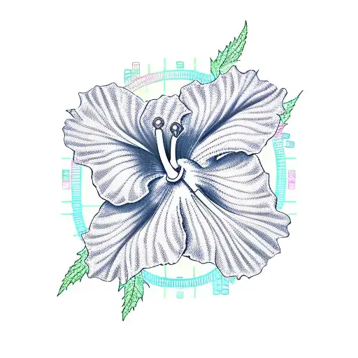Hibiscus data hacker numbers matrix web strong timeless tattoo design idea