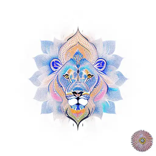 lion mandala fleur ombre  tattoo design idea