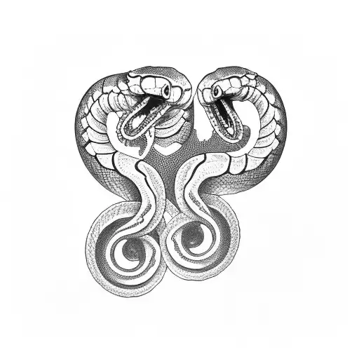 two headed snake wrapped around dagger tattoo design idea