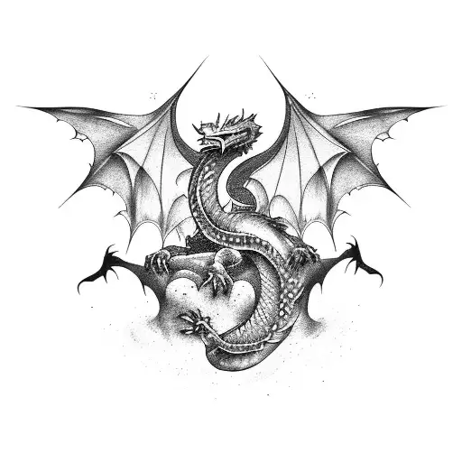dragon fantasy books mountains fae music tattoo design idea