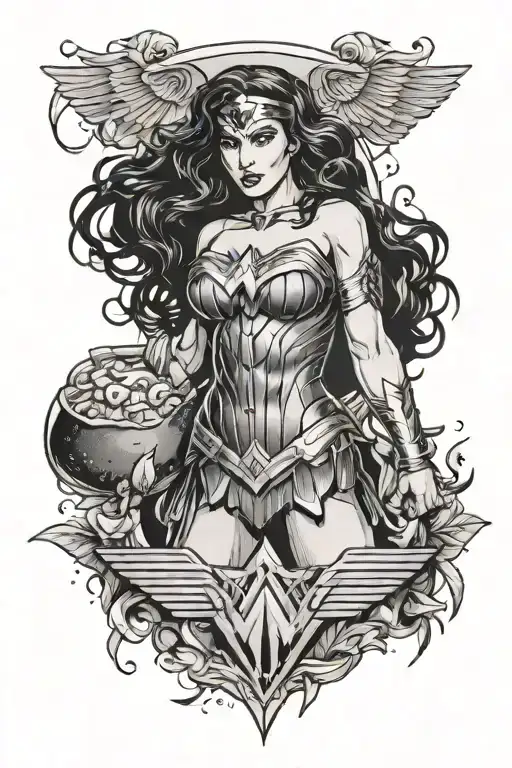 Culinary wonder woman tattoo design idea