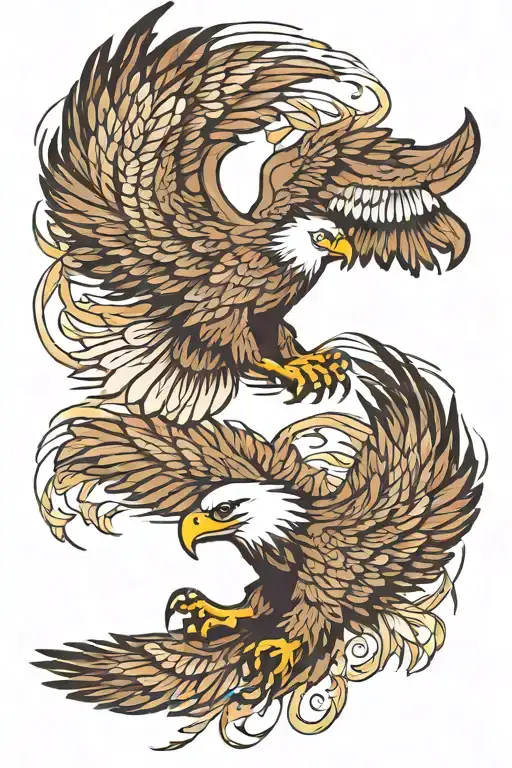 eagle bear wolf sweetgrass braid birds flying tattoo design idea