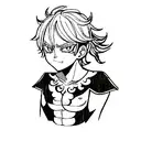 asta from " black clover" in devil mode , chest tattoo tattoo design idea