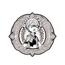 asta from " black clover" in devil mode , chest tattoo tattoo design idea