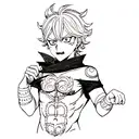 asta from " black clover" in devil mode , chest tattoo tattoo design idea