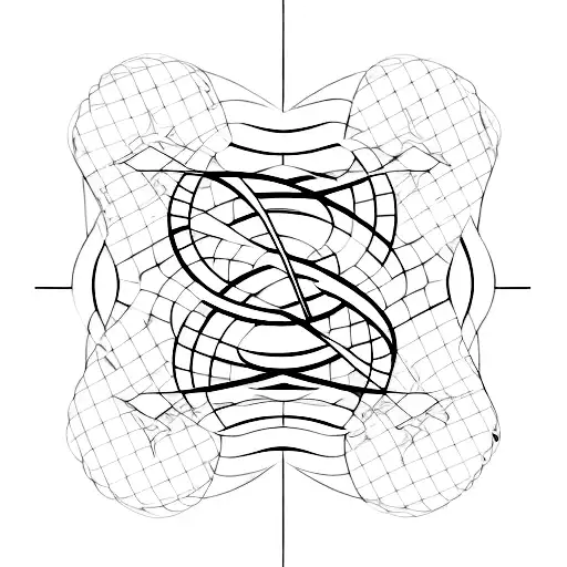 two simetric lines made of infinity sign, 1 straight line and 1 wave forming 2s and 5s tattoo design idea