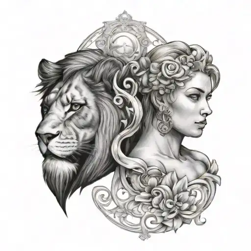Leo  male and libra female tattoo design idea