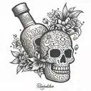 shot tequila bottle  tattoo design idea