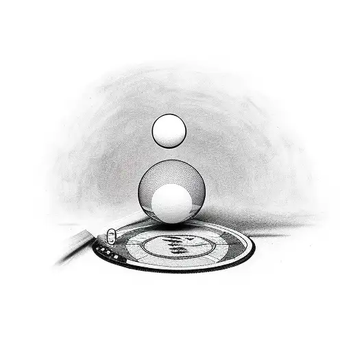 Sketch "Ping Pong Paddle And Billiards 8 Ball" Tattoo Idea BlackInk AI