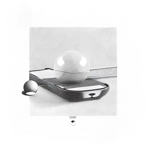Sketch "Ping Pong Paddle And Billiards 8 Ball" Tattoo Idea BlackInk AI