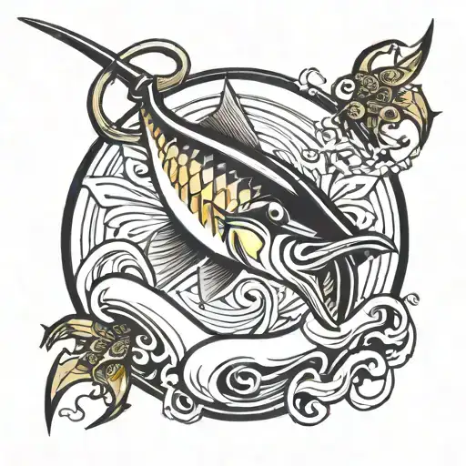 fishing hook tattoo design idea