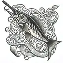 fishing hook tattoo design idea