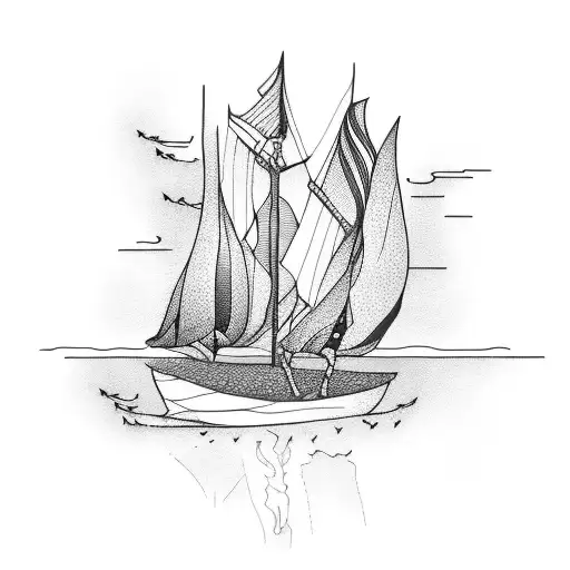 burning boats tattoo design idea
