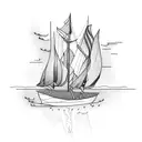 burning boats tattoo design idea