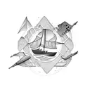 burning boats tattoo design idea