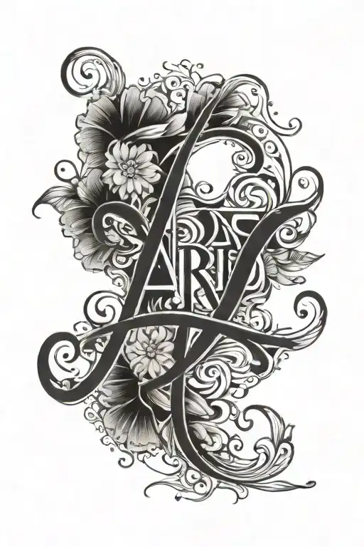 daughters name written ARIA tattoo design idea