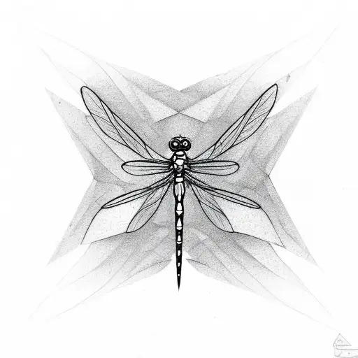 geometric dragonfly with semicolon body tattoo design idea