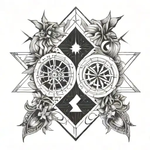 Libra and Pisces mixed tattoo design idea