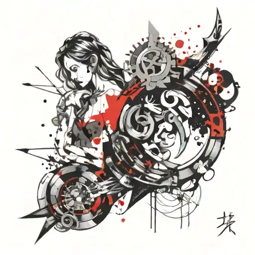 Libra and Pisces sign mixed tattoo design idea