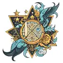 Astral sign Libra and Pisces mixed tattoo design idea