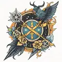 Astral sign Libra and Pisces mixed tattoo design idea