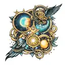 Astral sign Libra and Pisces mixed tattoo design idea