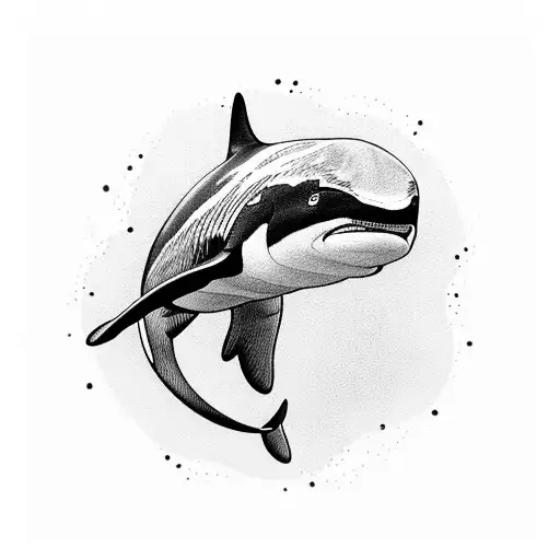 Orca looking out if the water in an norwegian fjowrd tattoo design idea
