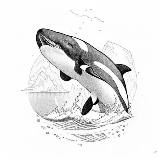 Orca looking out if the water in front of Preikestolen tattoo design idea