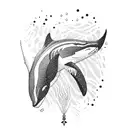 Orca looking out if the water in front of Preikestolen tattoo design idea