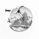 Orca looking out if the water in front of Preikestolen tattoo design idea