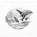 Orca looking out if the water in front of Preikestolen tattoo design idea