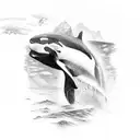 Orca looking out if the water in front of Preikestolen tattoo design idea